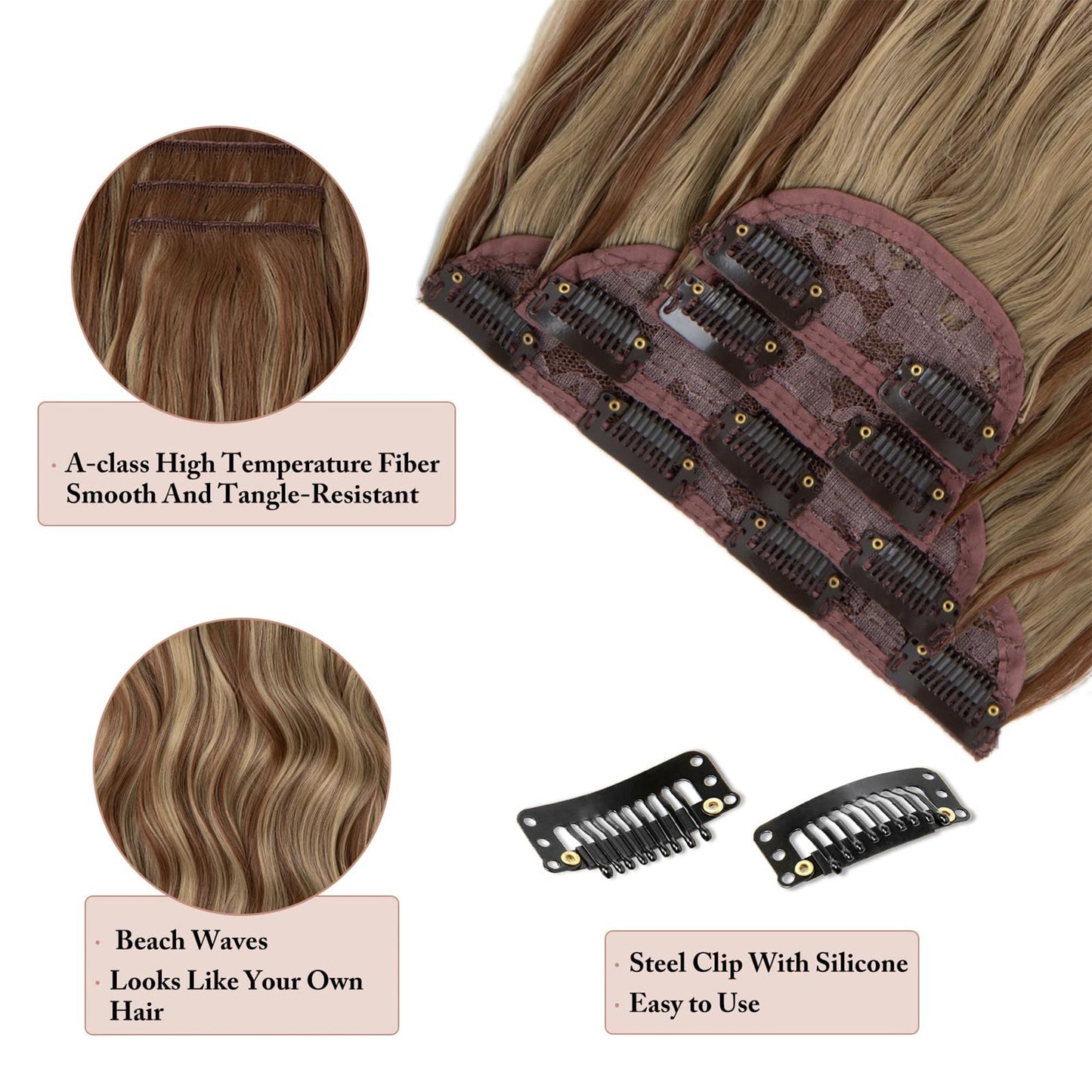 Long Curly Water Ripple Clip-in Hair Extensions for Women