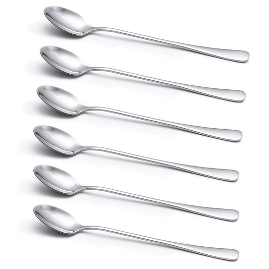 6-Piece Long Handle Stainless Steel Coffee and Iced Tea Spoon Set