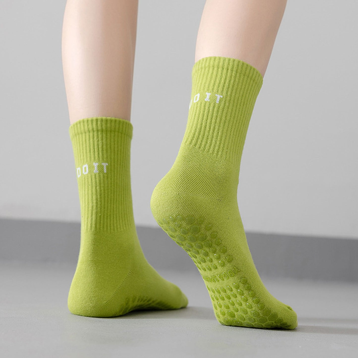 3 Pair Combo Sale Anti Slip Crew Socks with Grip Soles and Ribbed Cuffs in Multiple Color Options