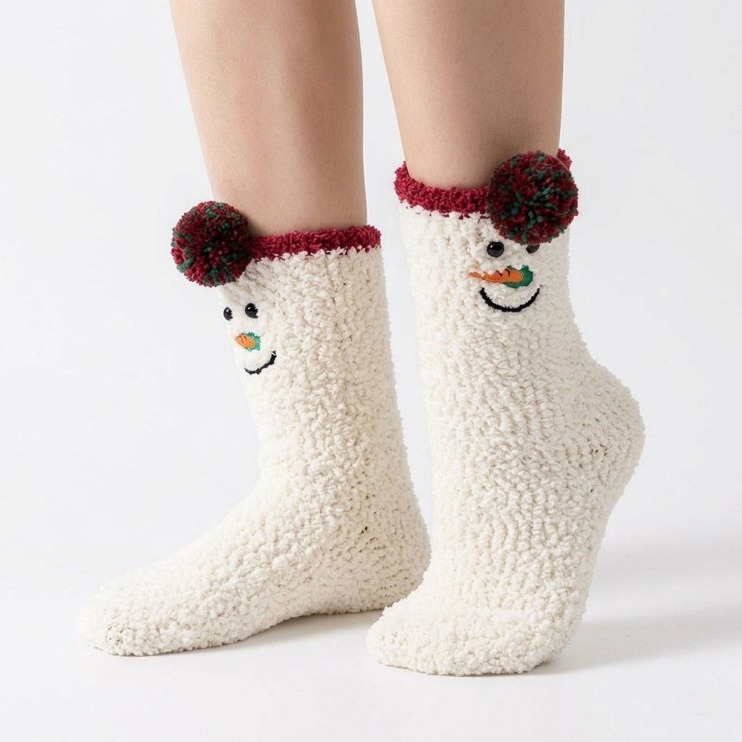 Fuzzy Reindeer Crew Socks 2 Pair US 5-10.5