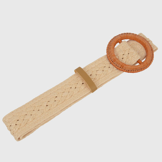 Bohemian Style Woven Belt with Round Plastic Buckle