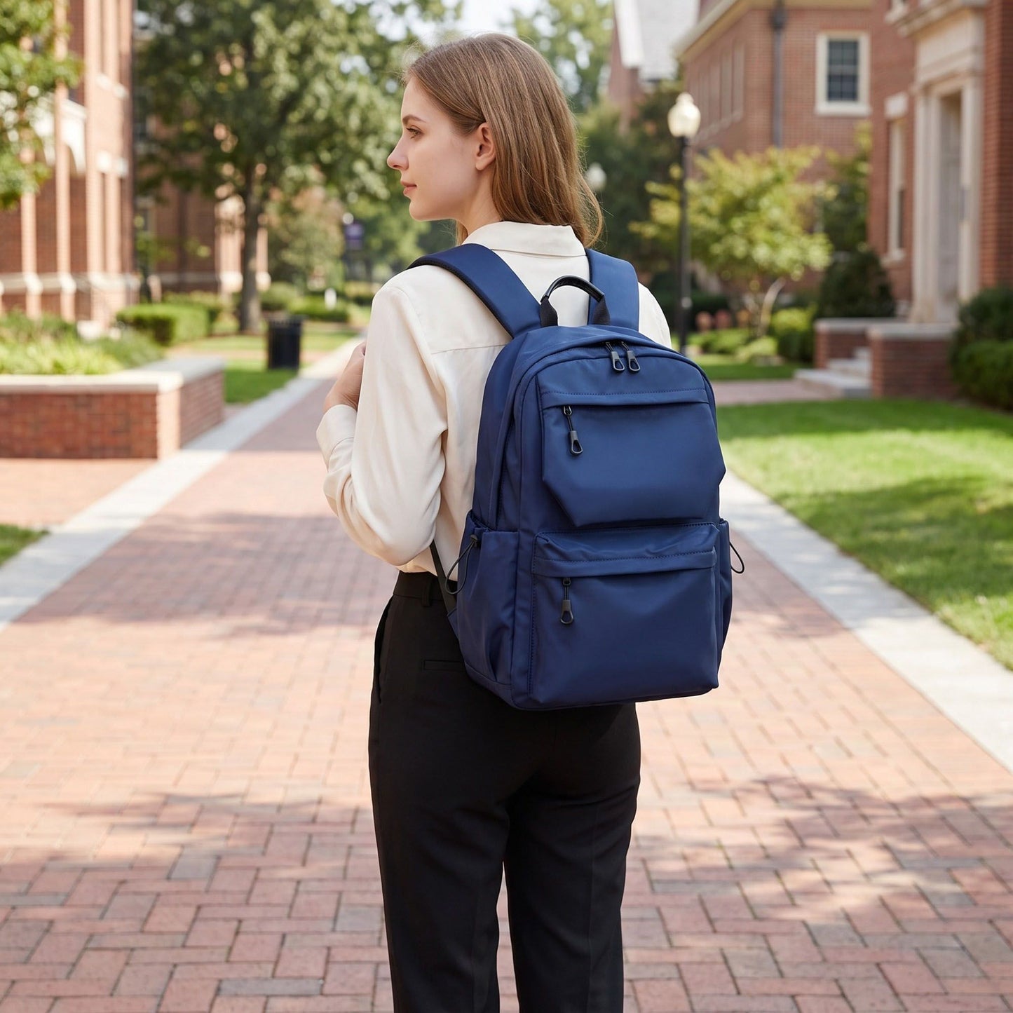 Modern Minimalist Laptop Backpack - Multi-Pocket Daypack for School, Work, and Travel