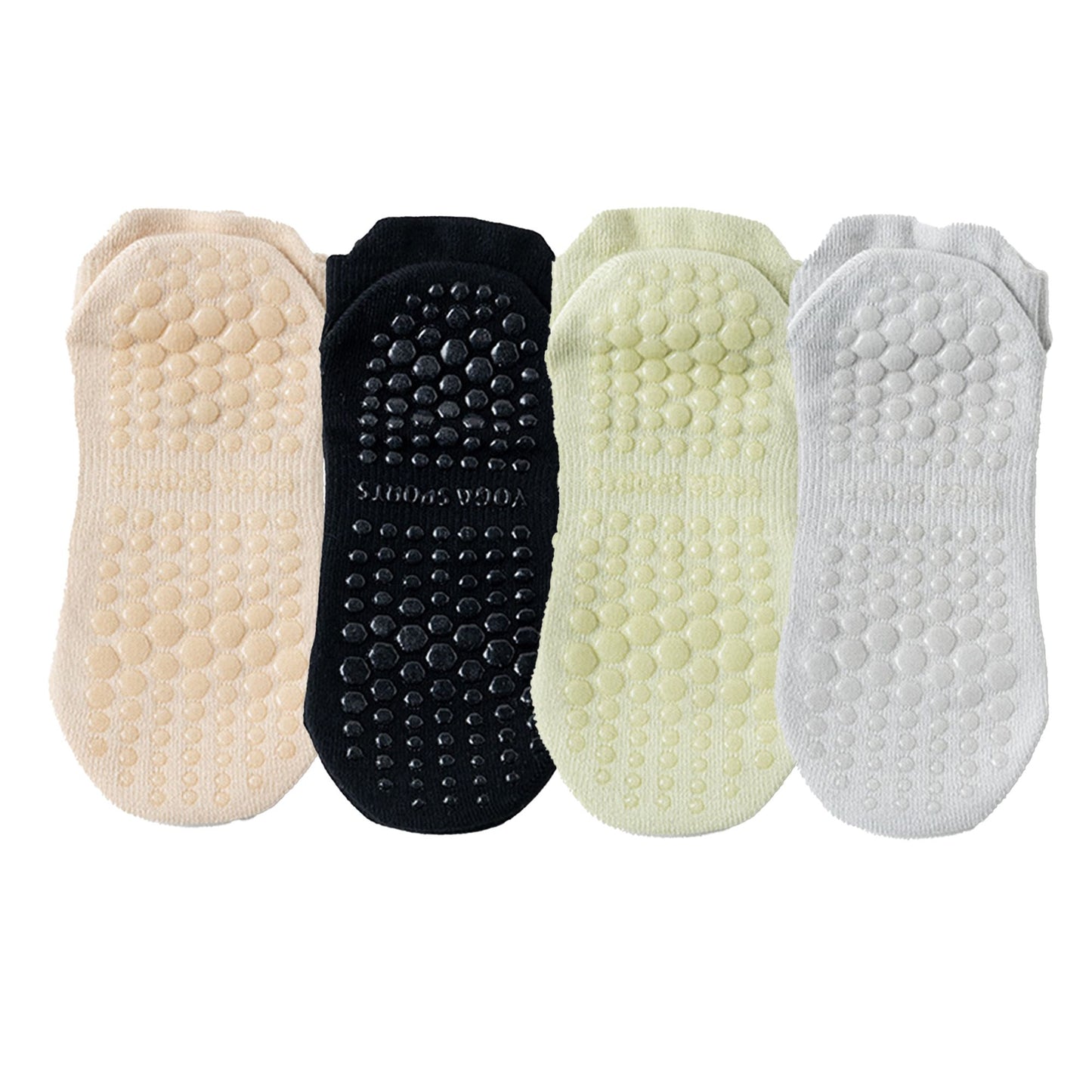 4-Pack Mesh Top Non-Slip Yoga Socks with Full Sole Grips and Breathable Lightweight Fabric