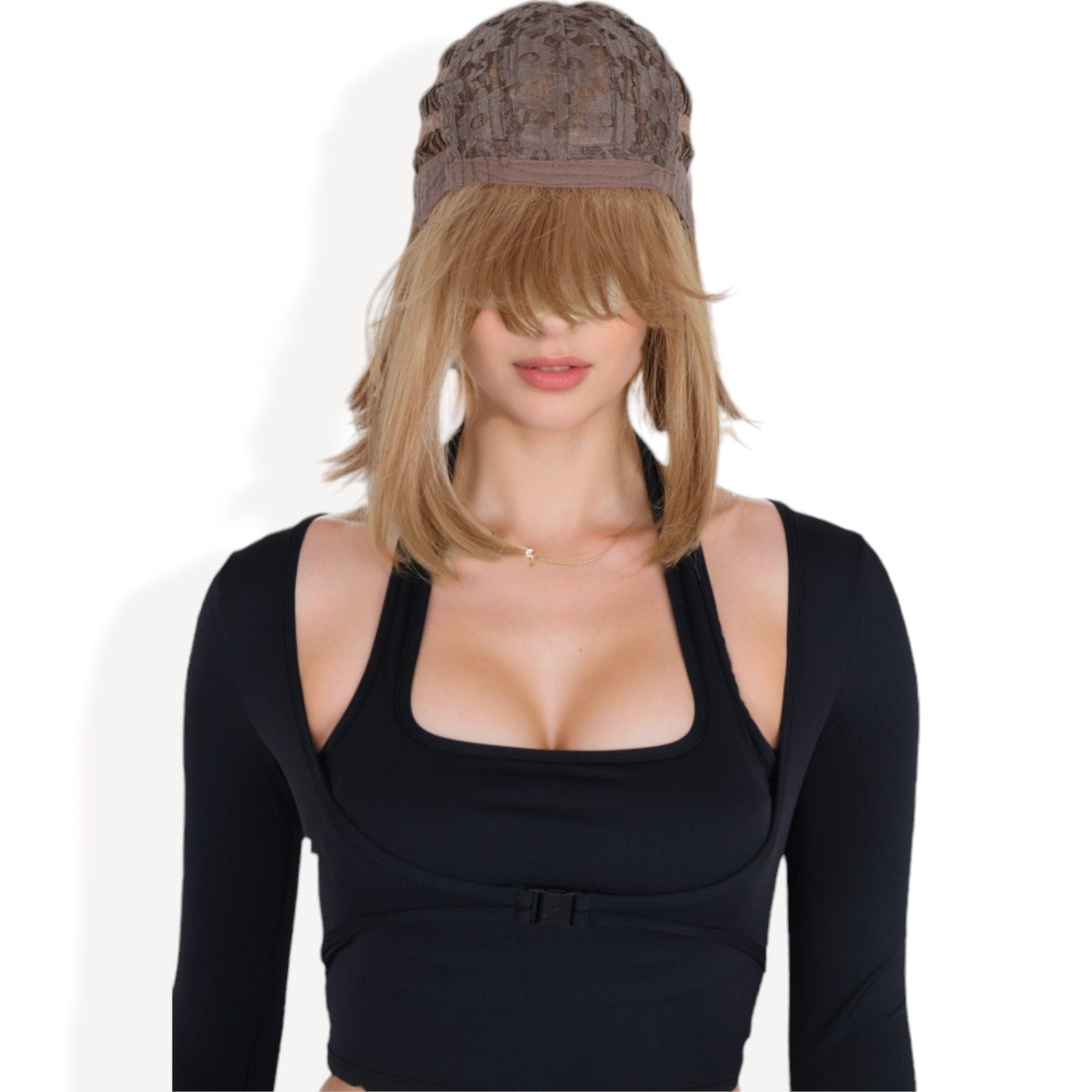 Women Ombre Brown 10inch Bob Wig with Bangs Heat Resistant Synthetic