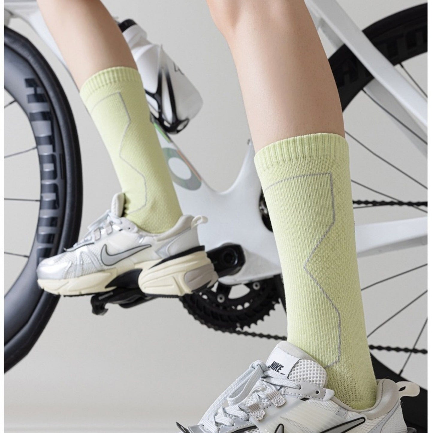 Reflective Cycling Socks with Night Visibility Design Padded Zones and Breathable Compression Fit