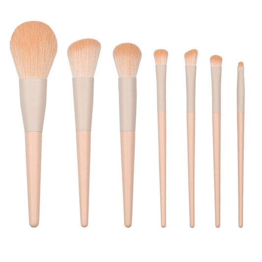 7-Piece Makeup Brush Set with Soft Synthetic Bristles and Tapered Handles for Face and Eye Application