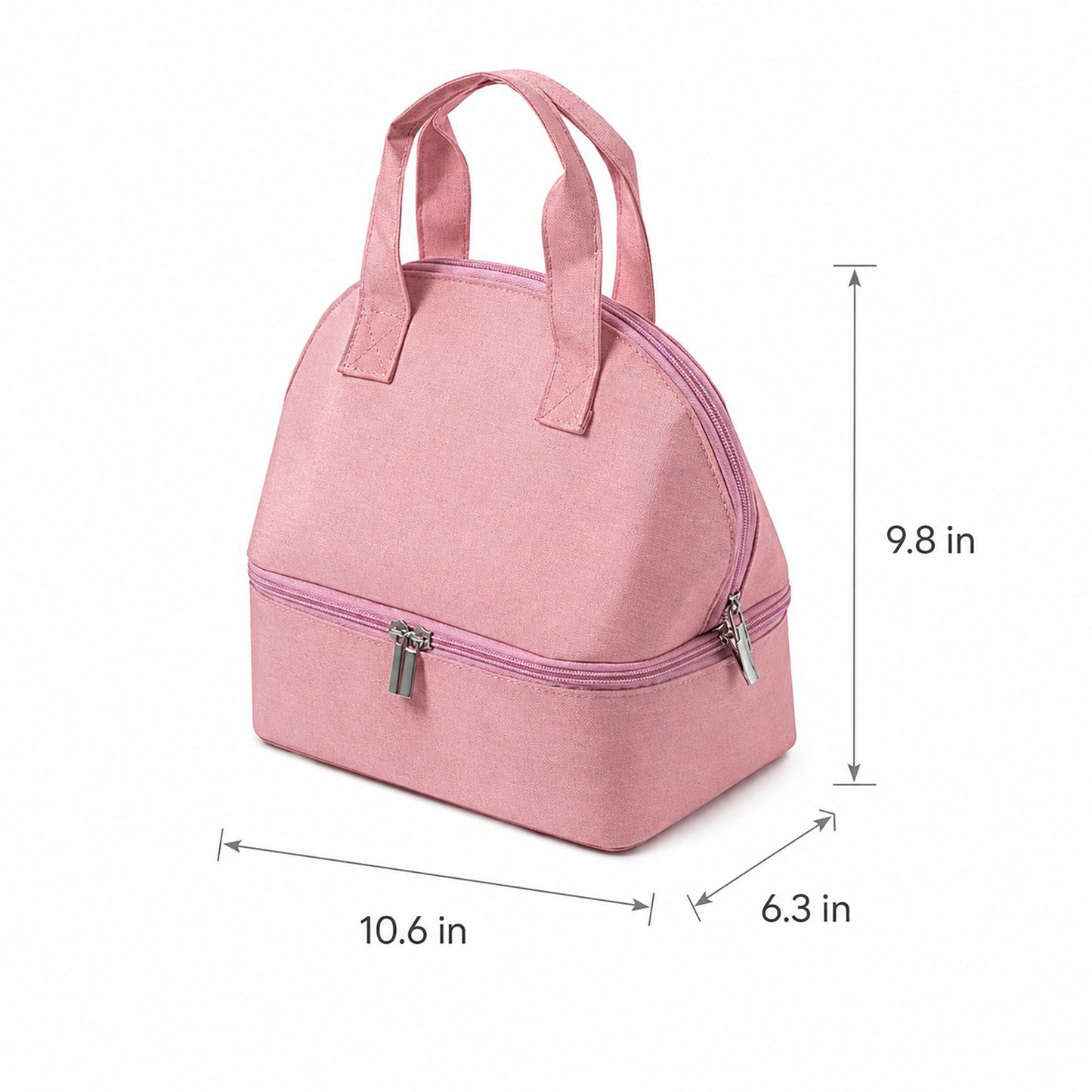 Double Compartment Insulated Lunch Bag with Top Handle and Zipper Closure