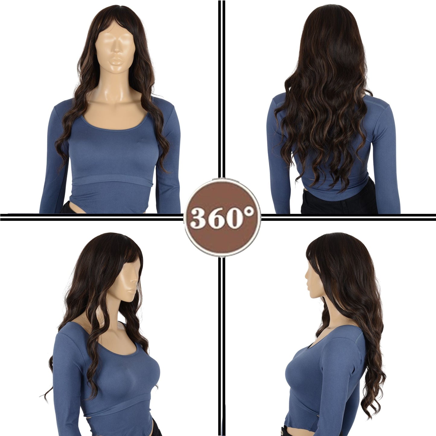 Long White Blonde Synthetic Wig with Bangs Natural Long Wavy Cosplay Wigs Daily Use