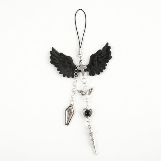 2-Piece Womens Bag Charm with Hanging Strap and Decorative Accents