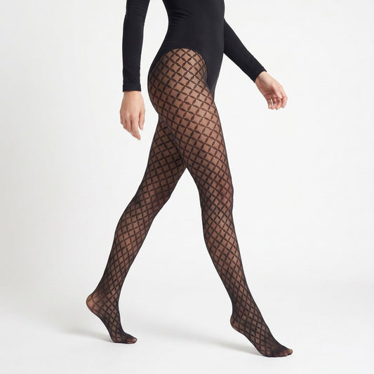 2-Piece Diamond Pattern Sheer Tights