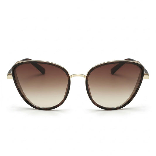 Cat Eye Oversized Round Sunglasses with Gradient Lens and Tortoise Frame