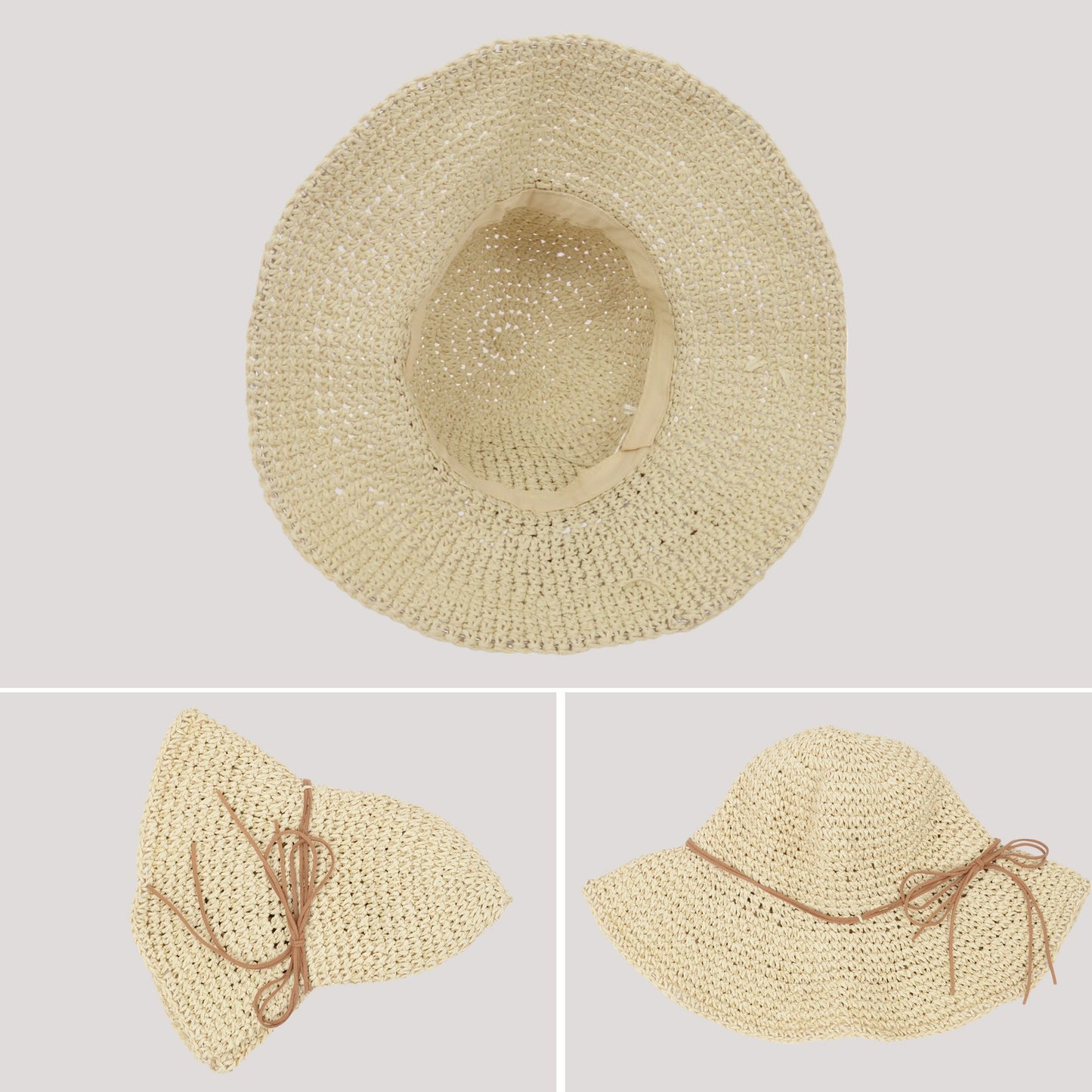 Woven Floppy Sun Hat with Rounded Crown and Decorative Bow Detail for Elegant Summer Shade and Vacation Style