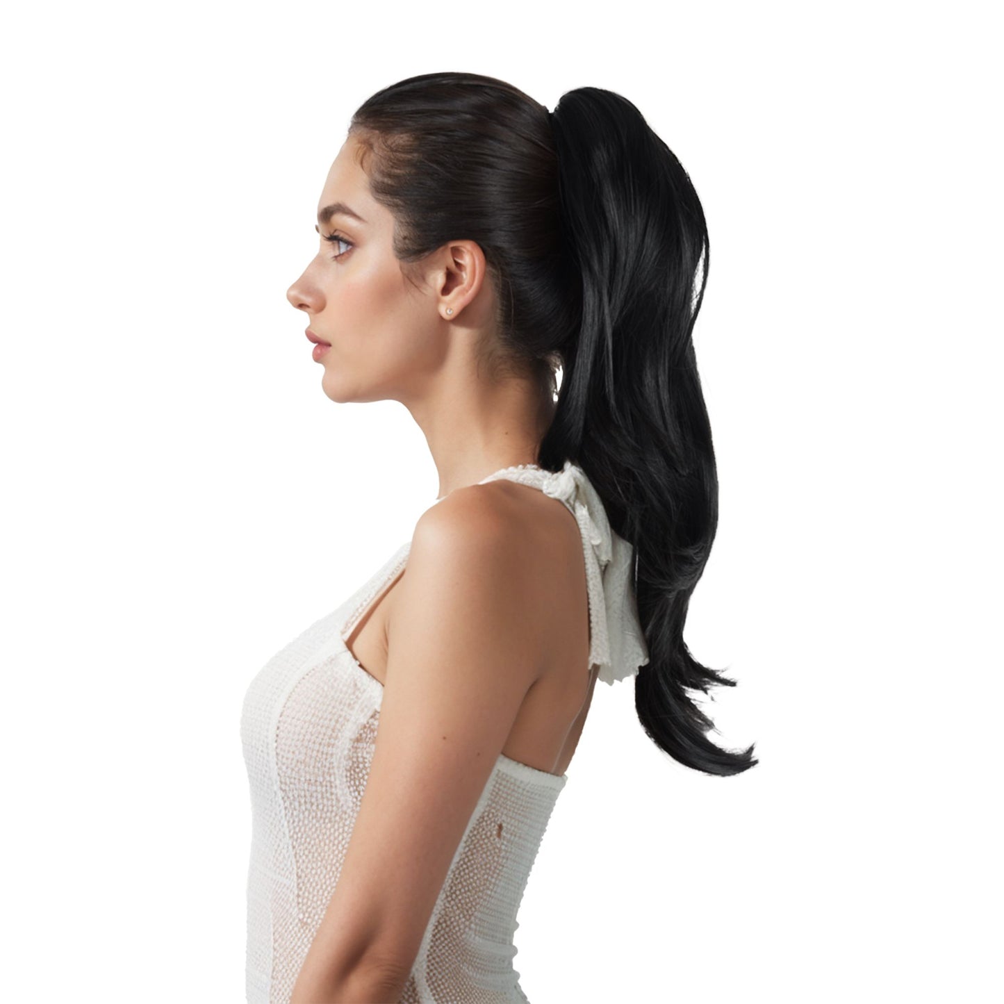 22-Inch Layered Claw Clip Ponytail Extension with Adjustable Drawstring and Breathable Net
