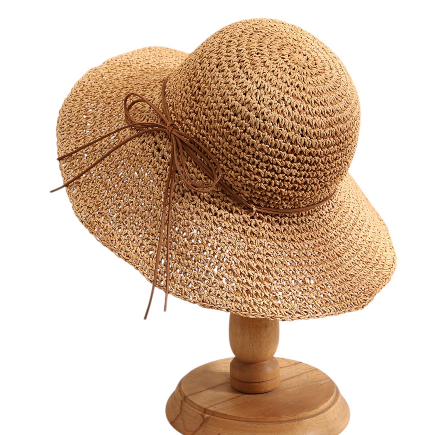 Woven Floppy Sun Hat with Rounded Crown and Decorative Bow Detail for Elegant Summer Shade and Vacation Style