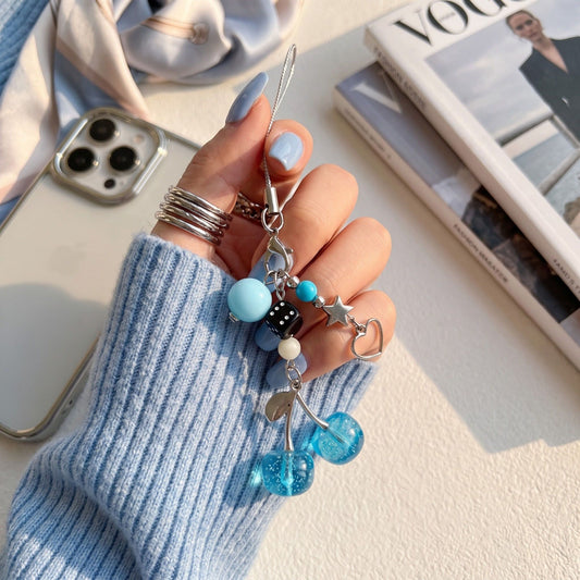 2-Piece Womens Beaded Phone Charm with Hanging Loop and Decorative Accents