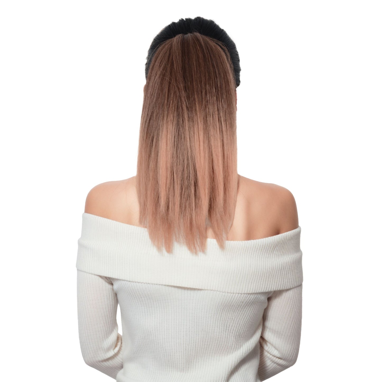 12-Inch Yaki Straight Ponytail Extension Fluffy Thick Drawstring Synthetic Hairpiece with Adjustable Clips