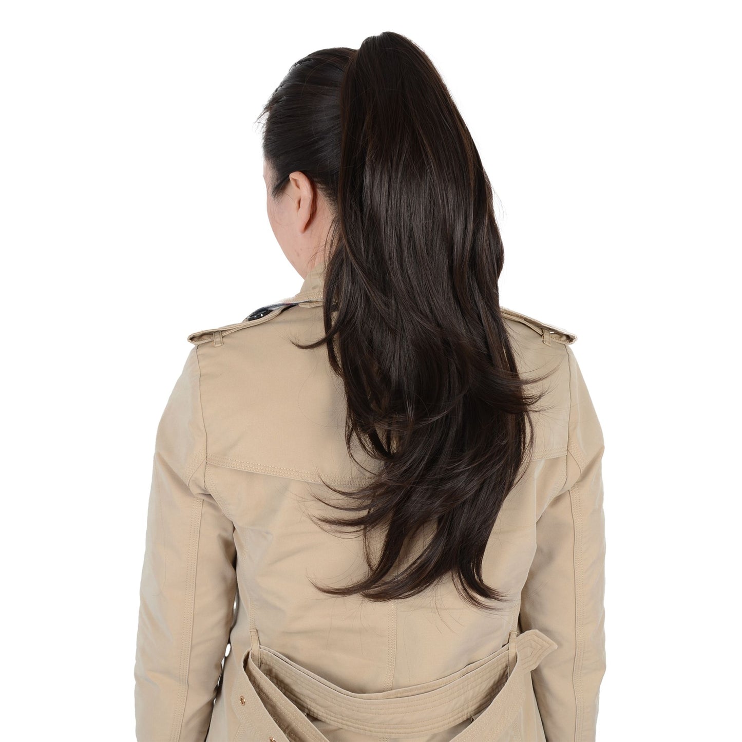 22-Inch Layered Claw Clip Ponytail Extension with Adjustable Drawstring and Breathable Net