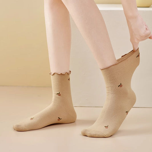 Summer Floral Ruffle-Edge Ankle Socks 5Pk