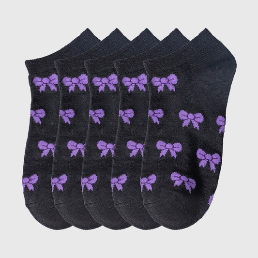 No - Show Socks with Bow Pattern for Casual 5Pk