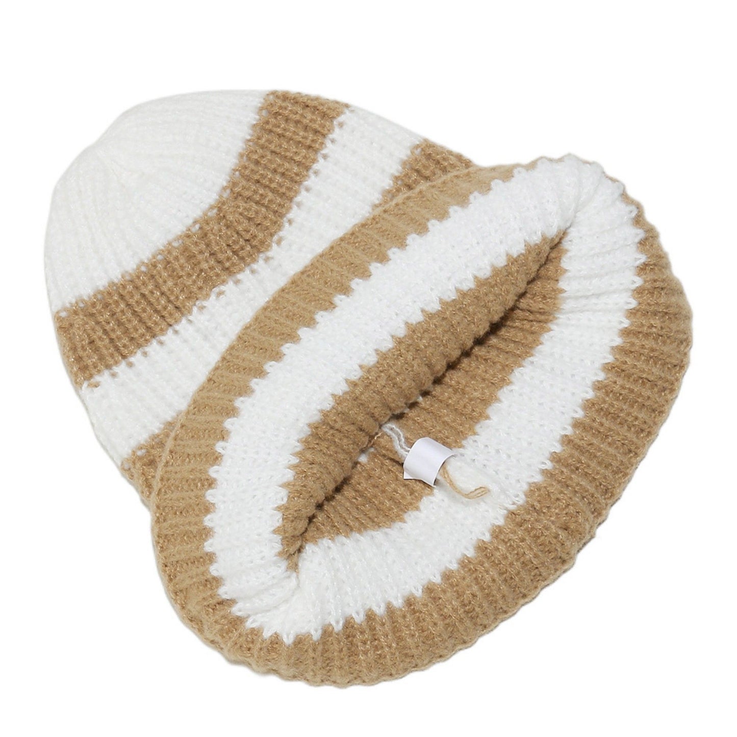 Unisex Striped Knit Beanie Hat Cuffed Warm Winter Cap