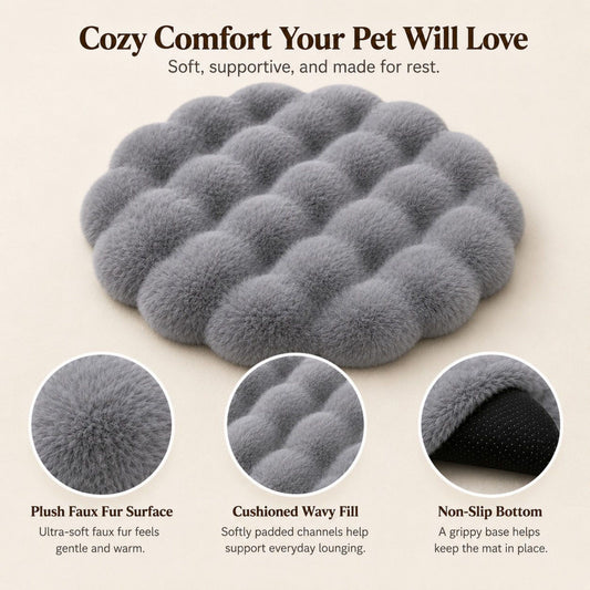 Bubble Plush Pet Mat for Cats and Small Dogs with Cushioned Wavy Fill Non-Slip Bottom Machine-Washable Design