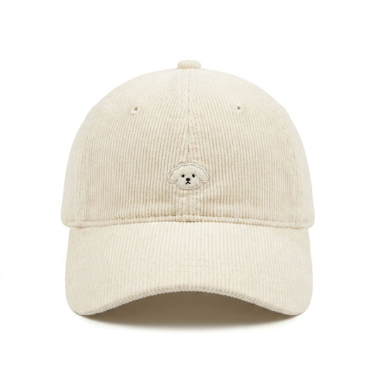 Corduroy Baseball Cap Dog Embroidered Adjustable Dad Hat