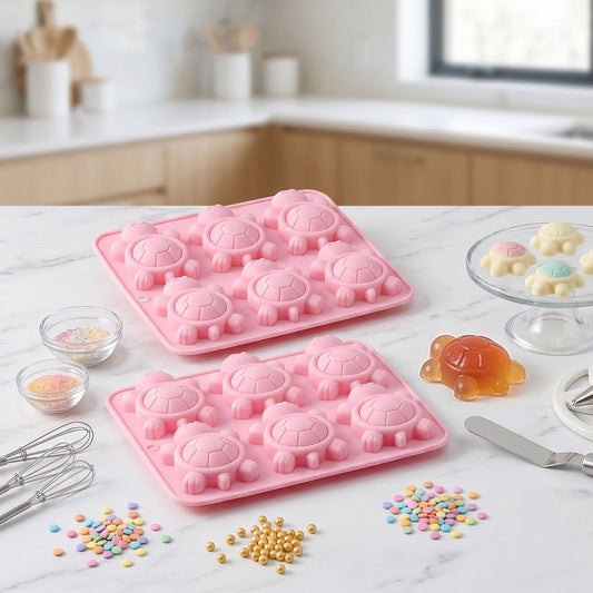 6-Cavity Turtle-Shaped Silicone Mold for Candy, Chocolate, Ice and Treats 6.5x6x0.8in