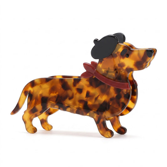 3pc Dachshund Dog Hair Claw Clip Set Tortoiseshell Puppy Hair Accessories