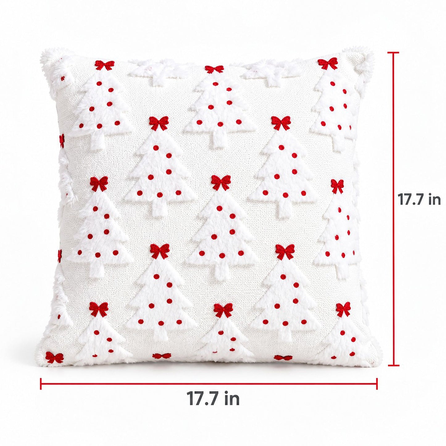 Christmas Tree Bow Tufted Decorative Throw Pillow Cover