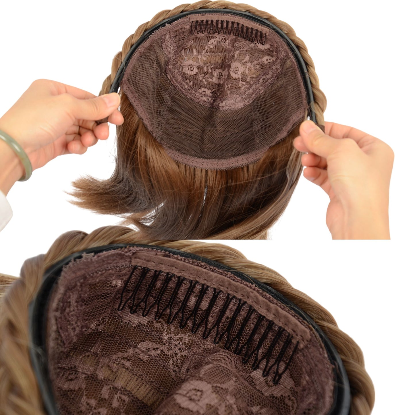 Braided Hairband Wig with Straight Shoulder Hair Extensions Casual Hairpiece for Holiday