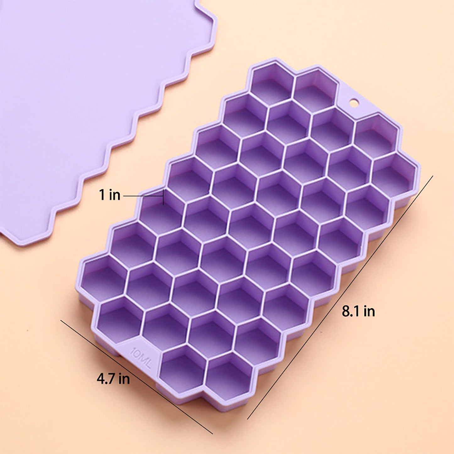 2-Piece Honeycomb Ice Cube Tray - 37-Grid Flexible Mold with Spill-Resistant Lid