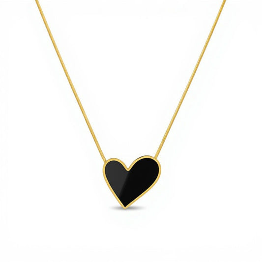 Heart Pendant Necklace with Enamel Finish Minimalist Chain Jewelry for Everyday Layering
