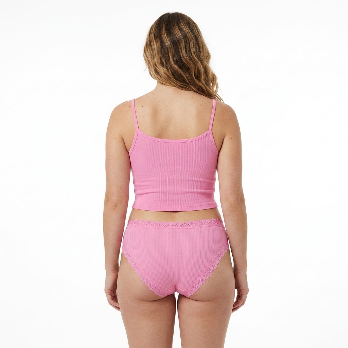 2 Pack Ribbed Lace Trim Bikini Underwear