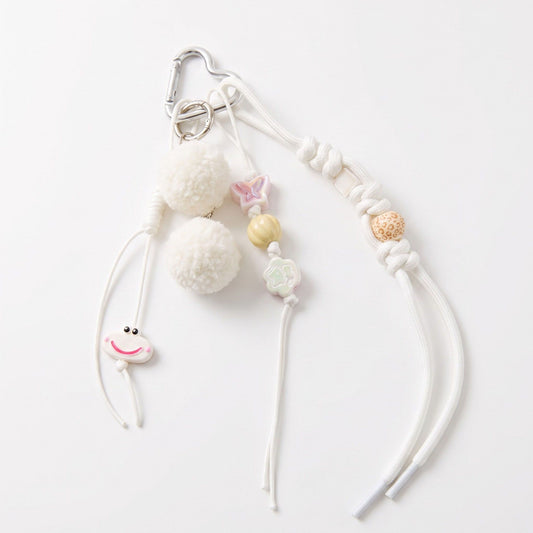 2-Piece Multi-Element Bag Charm with Hanging Strap and Decorative Accents