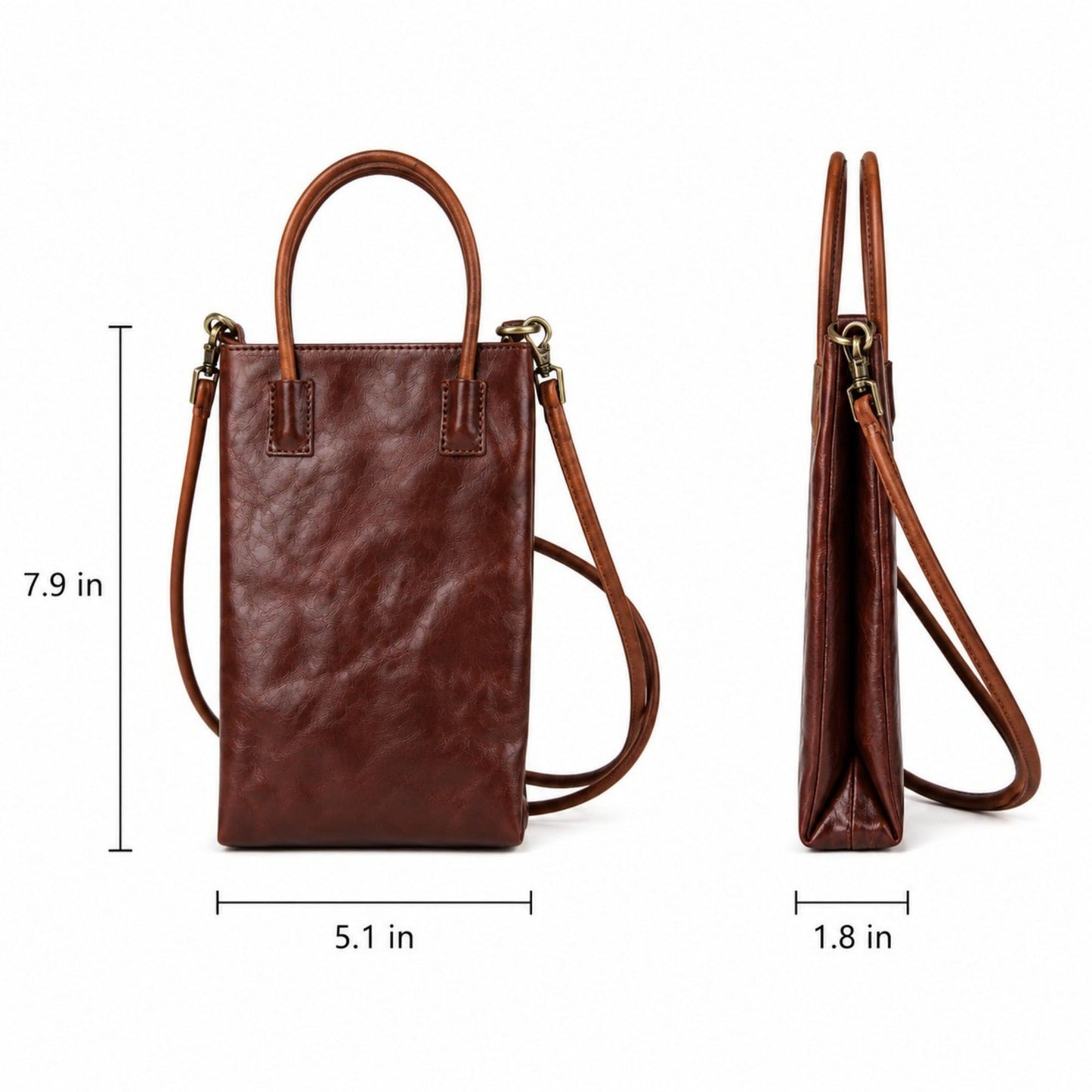 Mini Tote Bag with Top Handles and Adjustable Crossbody Strap