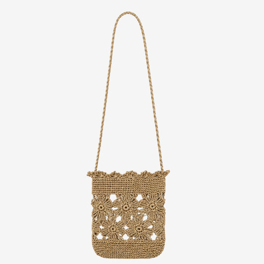Hand-Crocheted Small Crossbody Bag with Hollow Flower Design for Casual Everyday Wear