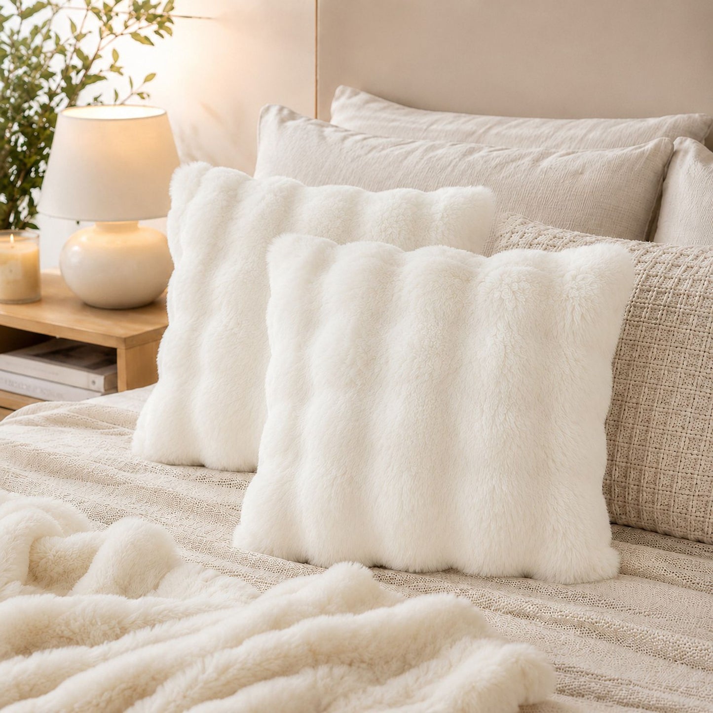 Plush Shaggy Decorative Throw Pillow Cover Soft Accent Cushion Cover for Sofa Bed