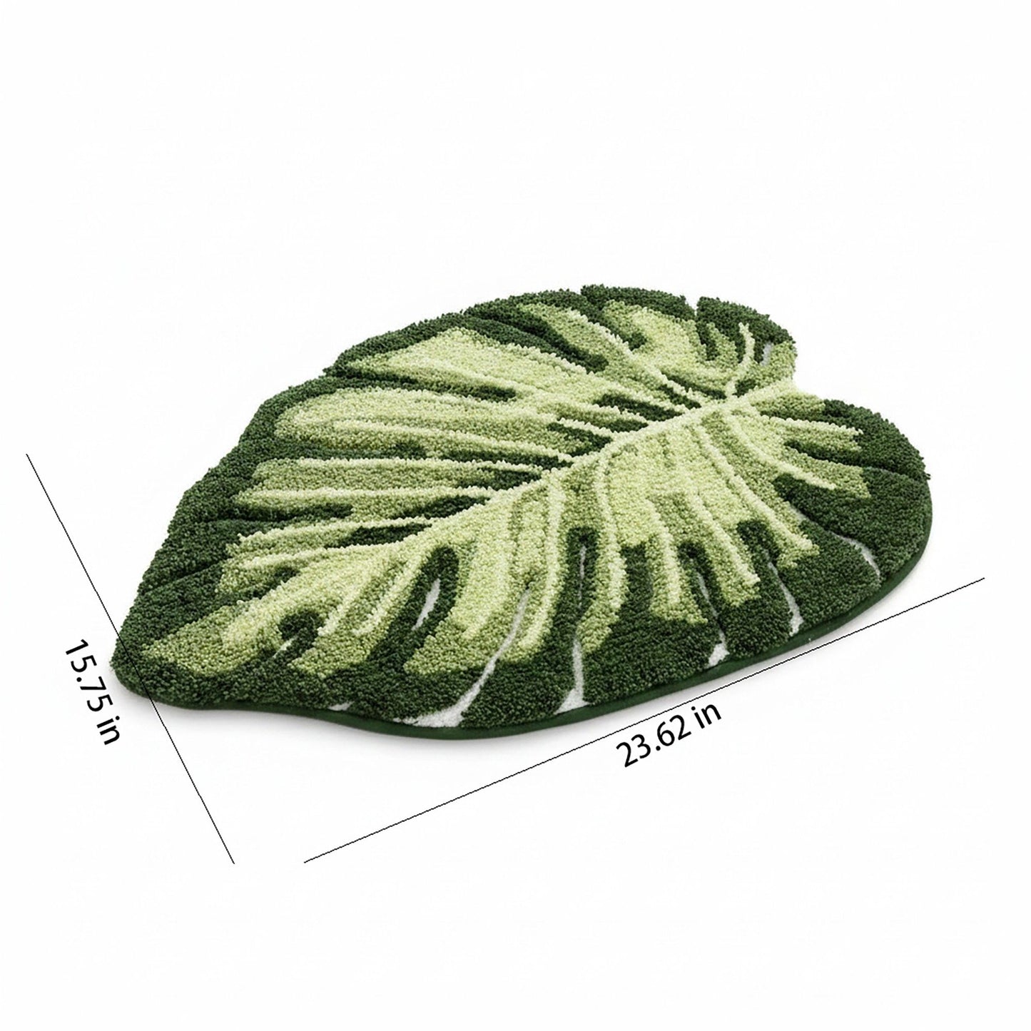 Tufted Floor Mat with Tropical Leaf Pattern Non Slip Backing Soft Plush Decorative Indoor Entryway Bathroom Rug