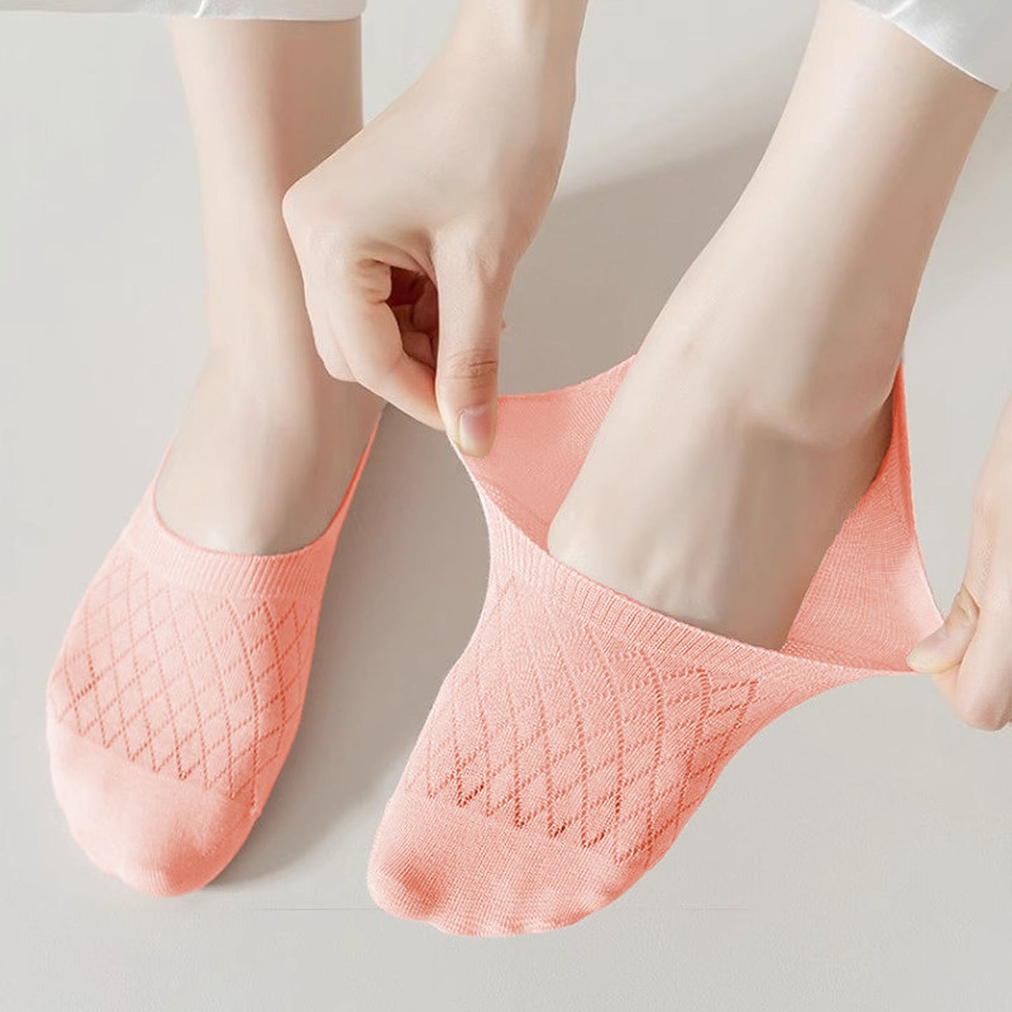 Solid No Show Socks Non Slip Cotton 6Pk