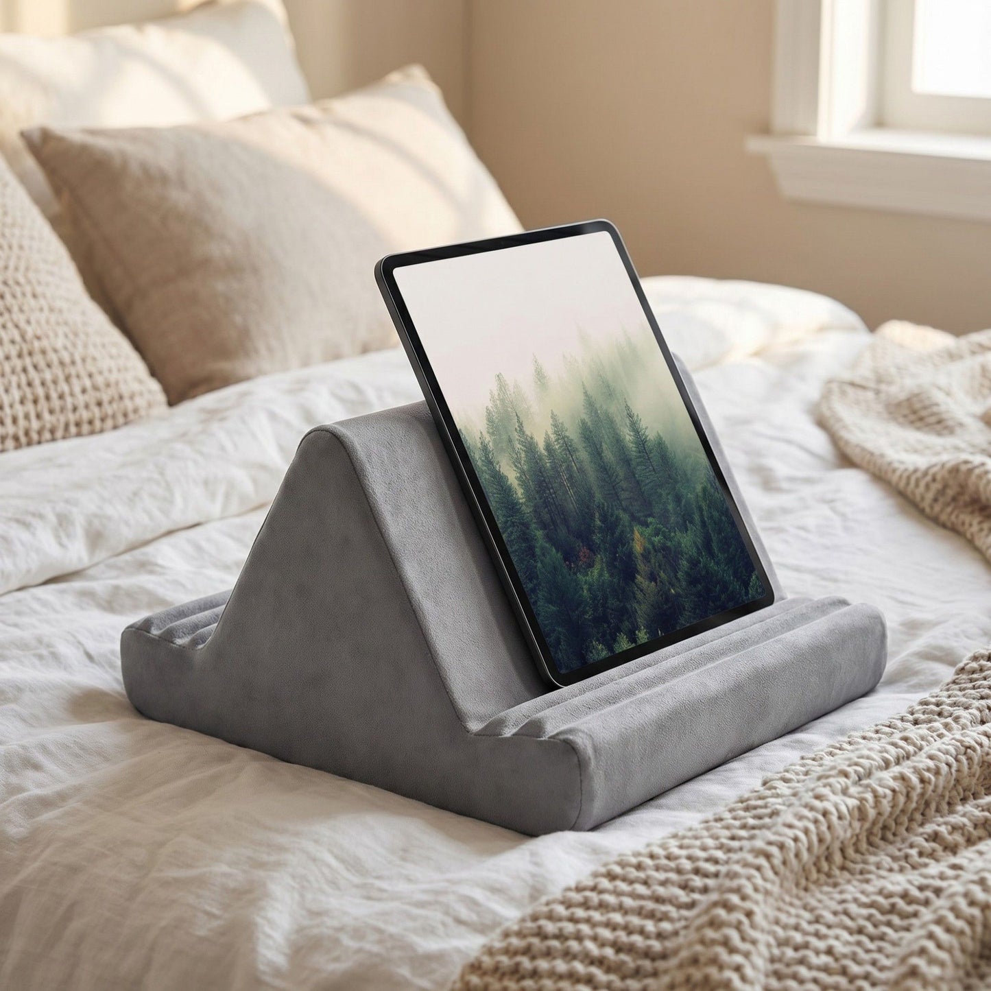 Tablet Pillow Stand Cushion Lap Desk with Multi Angle Support Holder for iPad Phone Book Reading Bed Couch