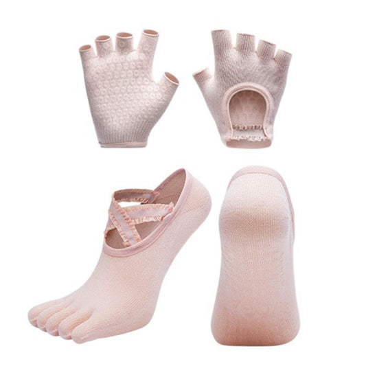 Yoga Socks and Gloves Set with Anti-Slip Grip for Pilates and Barre Workouts
