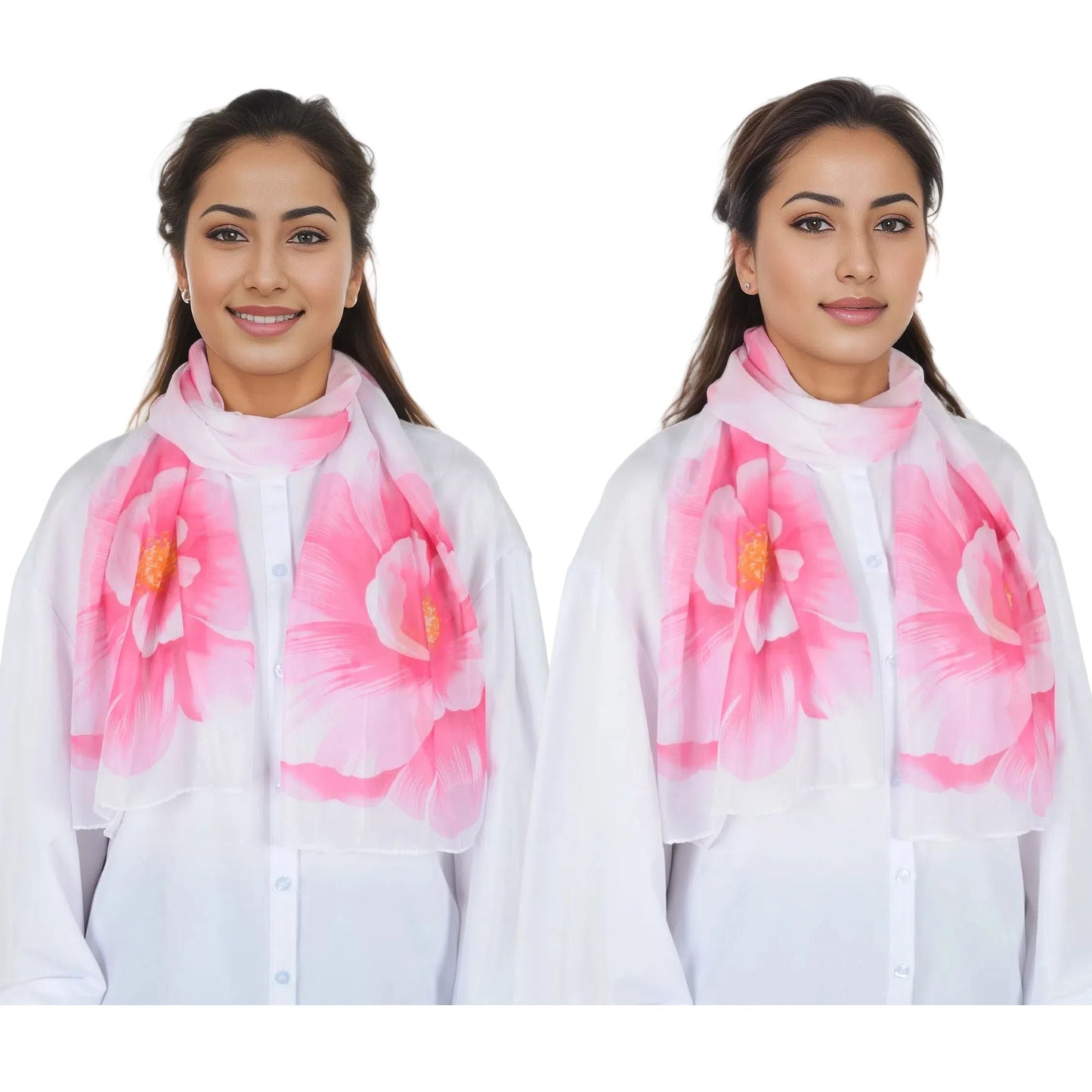 Floral Print Chiffon Scarf Lightweight Sheer Shawl Wraps Scarves for Women 19.69 x 63 inches