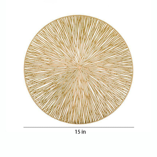 4-Pack Metallic Round PVC Placemats Heat Resistant Textured Table Mats