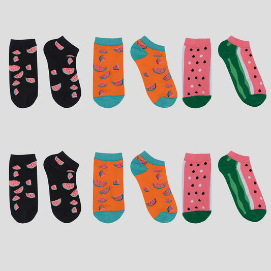 Fruit Print No Show Socks Breathable Cotton 6pk