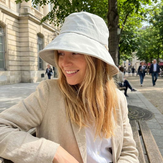 Wide Brim Bucket Sun Hat with Tie Strap