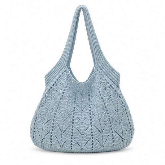Crochet Tote Bag Lightweight Shoulder Bag with Openwork Knit Texture