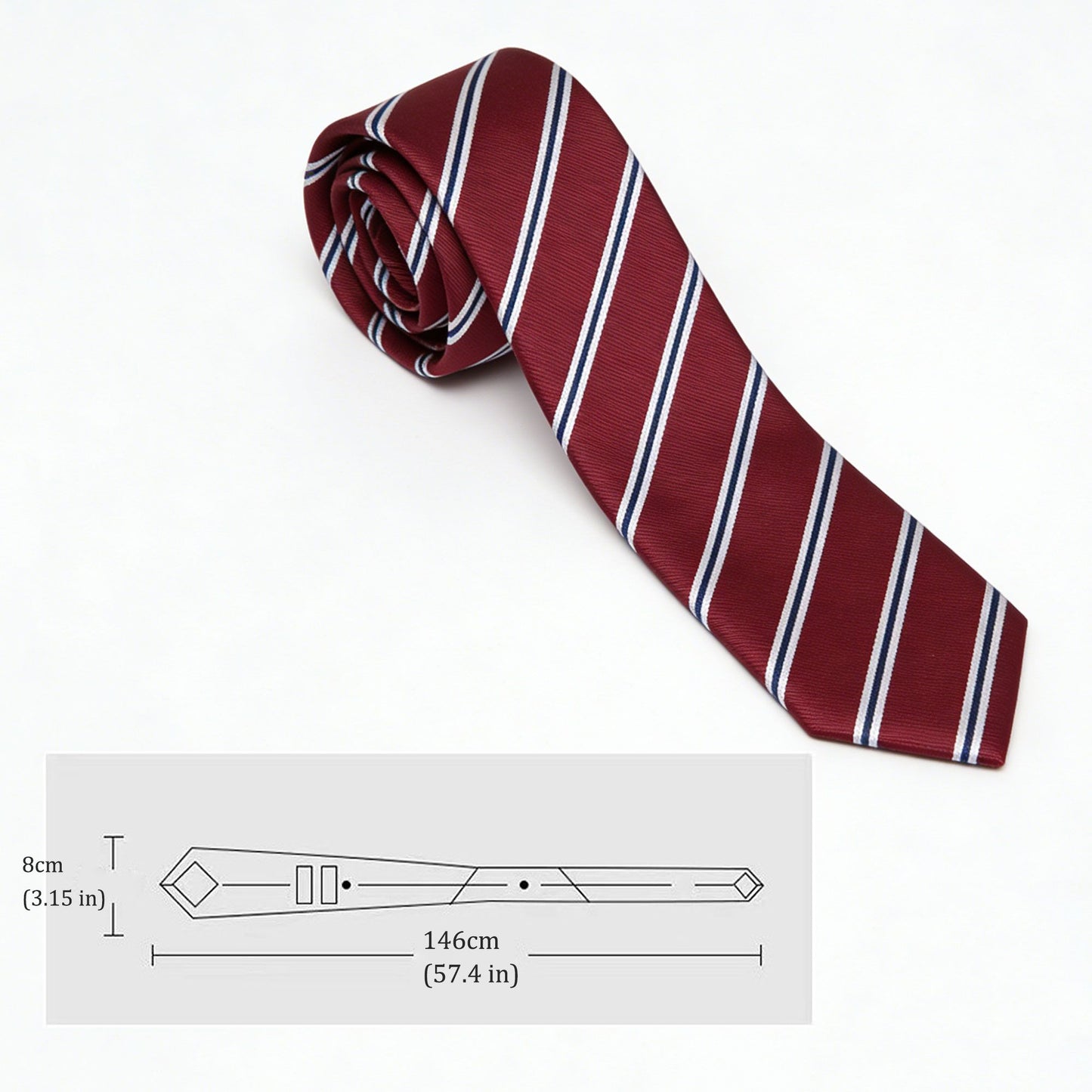 Men's Polyester Filament Tie with Striped Texture - Formal/Casual Necktie for Business, Weddings & Daily Wear