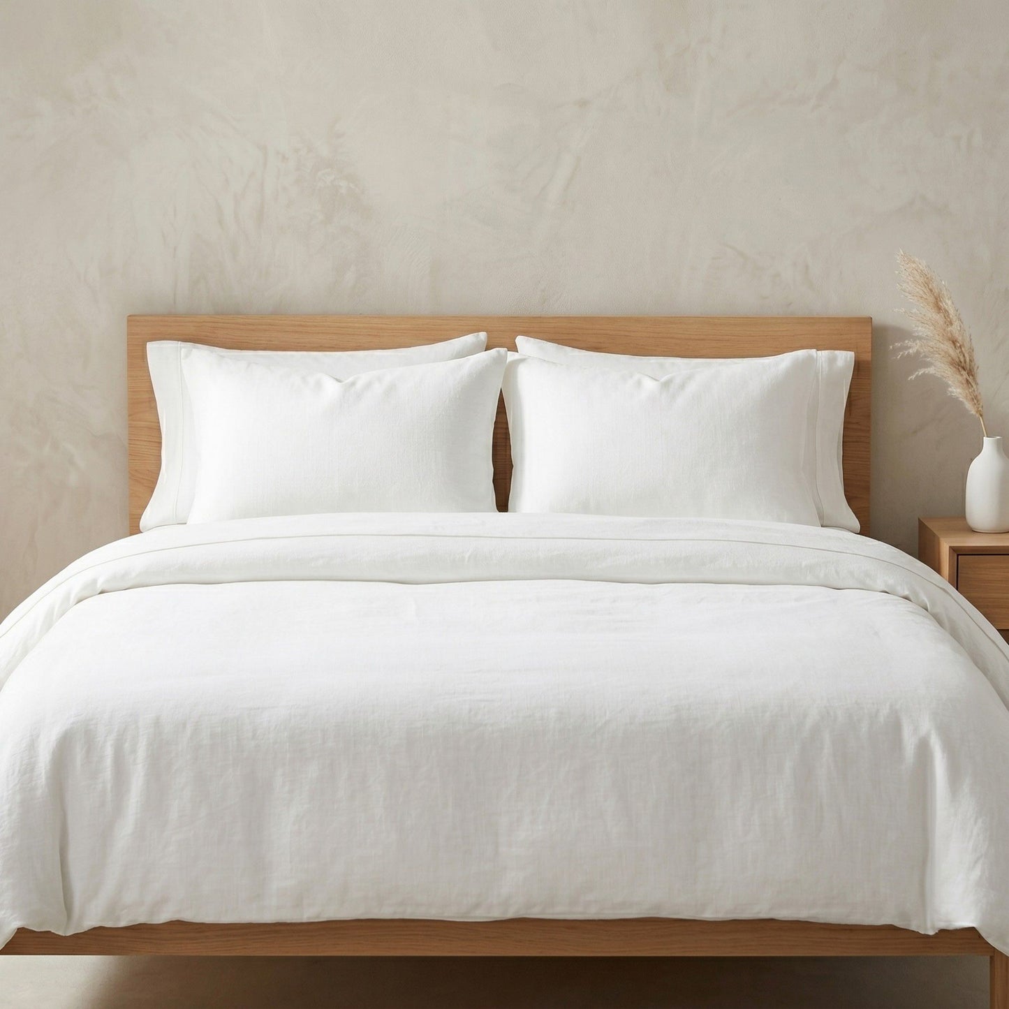 4-Piece Cotton Washed Bedding Set with Duvet Cover Flat Sheet and Pillowcases Textured Woven Finish
