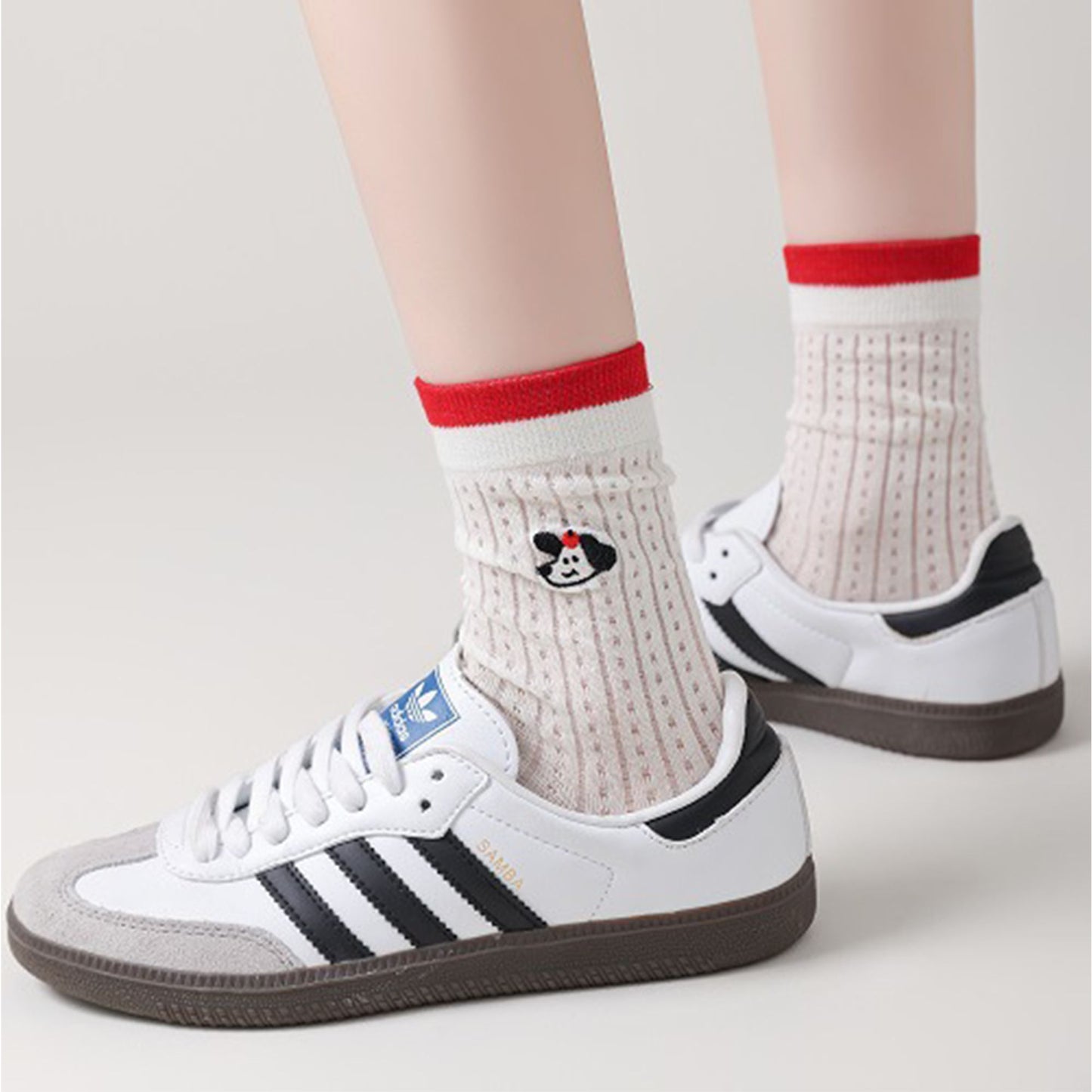 Womens Cute Cartoon Embroidered Crew Socks 3-Pair Pack Fun Patterned Cotton Knit Soft and Stretchy Casual Style