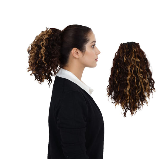 10 Inch Short Curly Drawstring Ponytail Extension for Women Synthetic Clip-In Ponytail Hairpiece for Daily Use